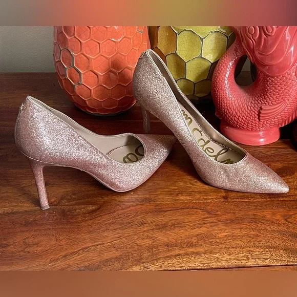Sam Edelman Sparkly Rose Gold Glitter Pumps - Picture 5 of 10